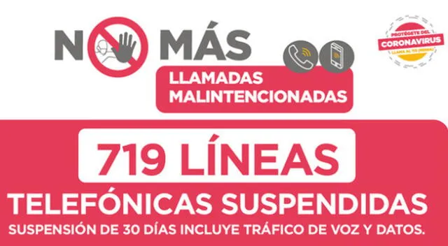 MTC suspende líneas telefónicas.