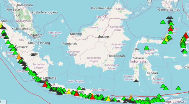 Actividad volcánica en Indonesia