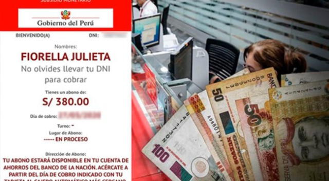 Conoce AQUÍ cómo retirar los 380 soles del subsidio monetario.