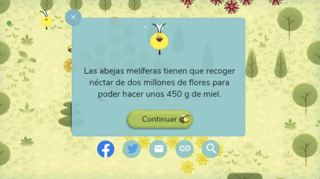 El juego te permite obtener información sobre la importancia de las abejas en el ecosistema.