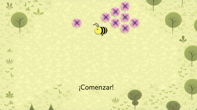 EL usuario puede trasladar a la abeja de manera virtual y lograr la polinización y el florecimiento.