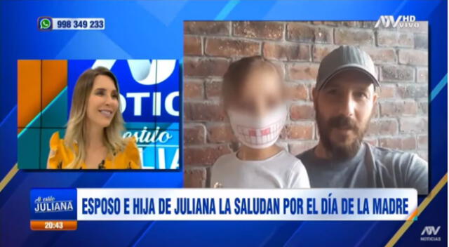 Juliana Oxenford se quiebra al recibir saludo sorpresa de su esposo e hija por el Día de la Madre