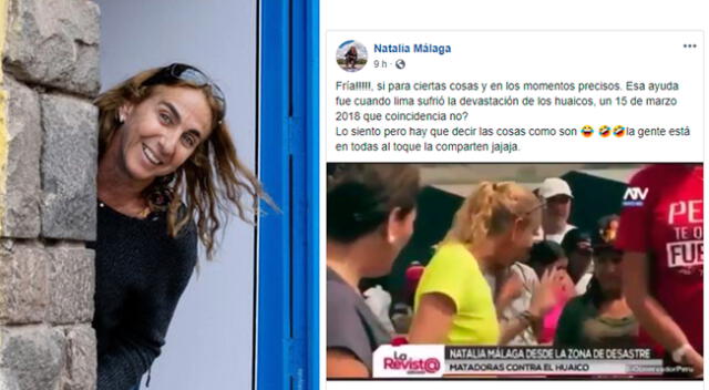 Natalia Málaga y su comentario de Facebook.