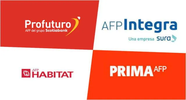 AFP: Profuturo, Integra, Habitat y Prima.