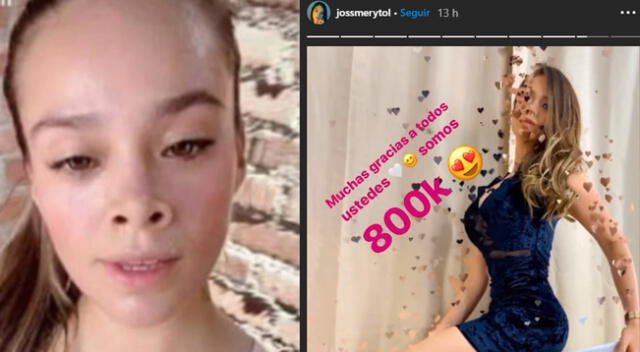 Jossmery Toledo feliz de llegar a los 800k seguidores en Instagram