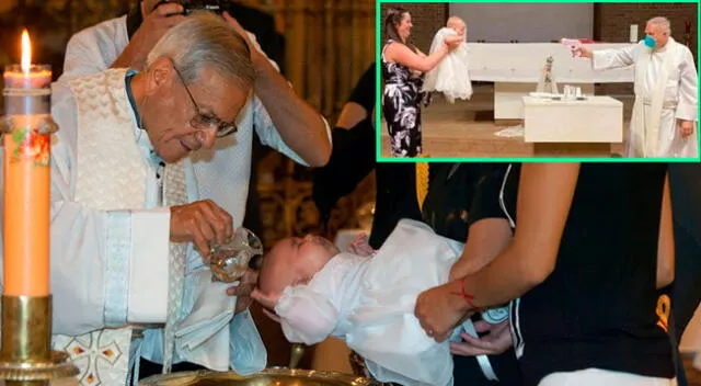 La foto del sacerdote con una pistola de agua se ha viralizado en redes sociales.