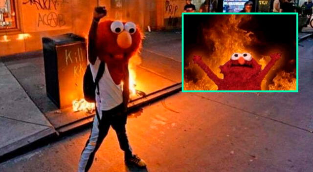 Manifestante se pone la máscara de Elmo y fotografía se vuelve viral.