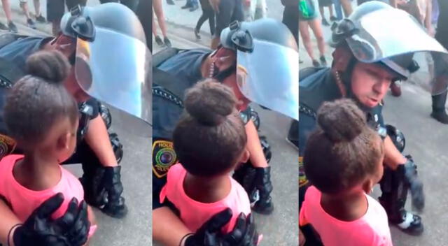 Niña protagonizó un conmovedor momento con el policía que se volvió viral en las redes sociales.
