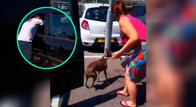 Hombre rescata a perro que estaba encerrado dentro de un auto