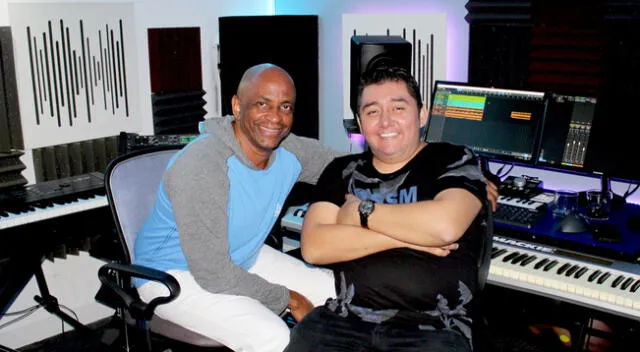 Chris Fernñandez junto a Sergio George cuando grabaron último éxito de Yahaira.