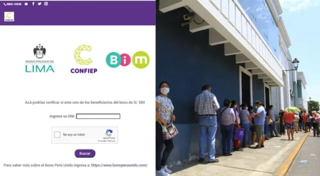 Bono Perú unido link: consulta cómo saber si soy beneficiario del bono 380 soles para trabajadores independientes de Confiep y municipalidad de Lima