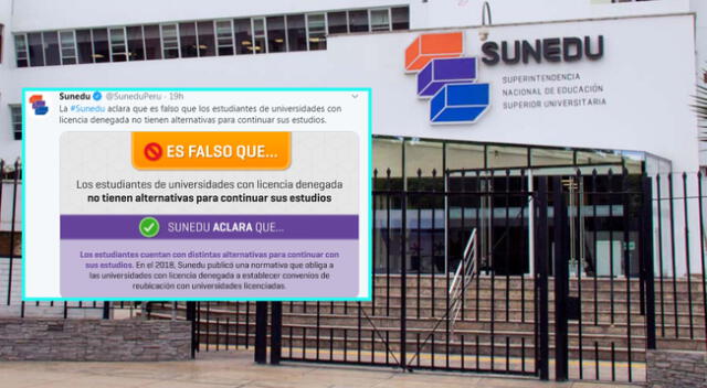 Sunedu se pronuncia ante informaciones falsas sobre el licencimiento.