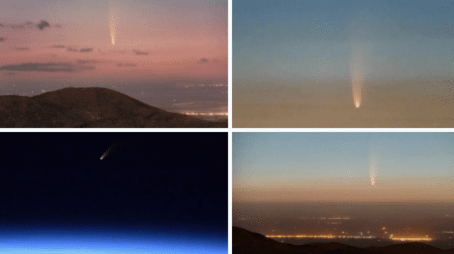 Las fotografías del cometa Neowasi en el cielo fueron compartidas por los usuarios en Twitter.