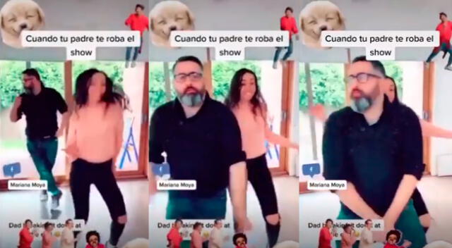 En el día del padre, un el padre de una joven se robó el show enseñandole a su hija cómo bailar en TikTok.