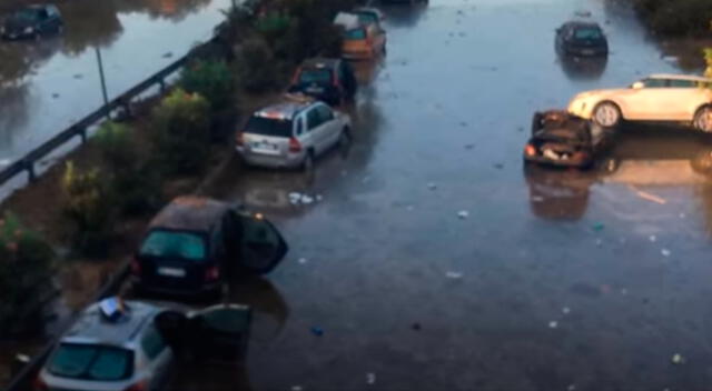 Inundación en Palermo, Sicilia, Italia.