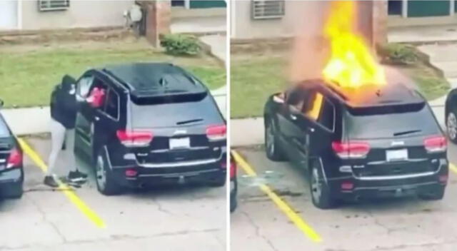 En el video se muestra cómo la mujer provocó una potente llamarada que explotó en su cara.