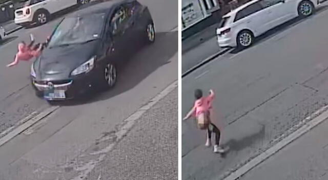 Niña es atropellada por un auto y se levanta como si no hubiera pasado nada