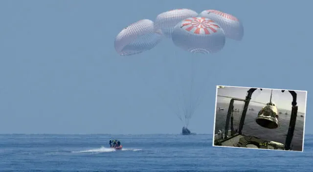 Cápsula Crew Dragon de SpaceX llegó a las aguas del Golfo de México esta tarde.
