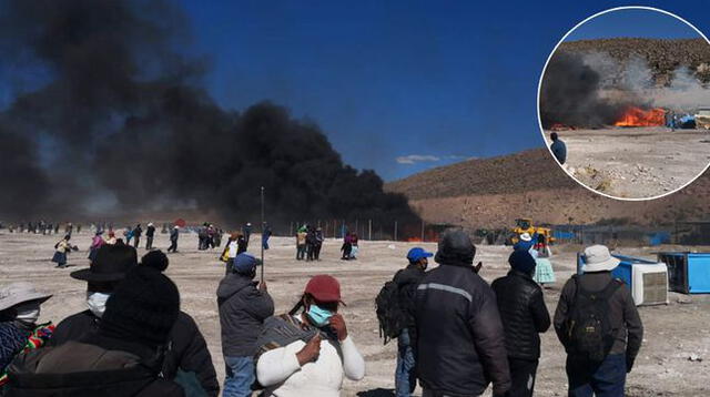 En Puno incendia campamento de Vilavilani en límite con Tacna
