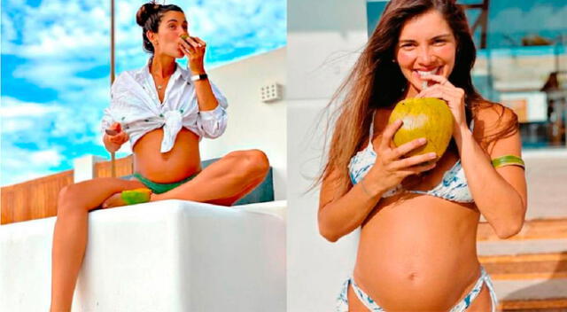 Korina Rivadeneira emocionada por el nacimiento de su bebé.