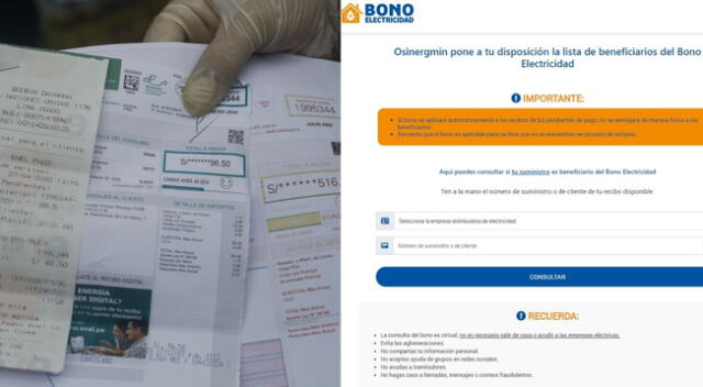 Bono Electricidad CLIC AQUÍ y entra al link para consultar si eres beneficiario de S/160