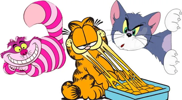 Gato de Chesire, Garfield y Tom.
