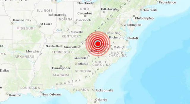 Fuerte sismo de 5,1 sacude Carolina del Norte