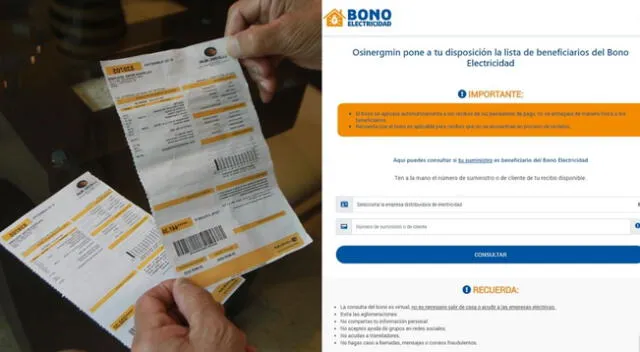 BONO ELECTRICIDAD: Consulta por el subsidio de 160 soles en la plataforma de Osinergmin hoy con tu número de suministro y nombre de la empresa de energía eléctrica