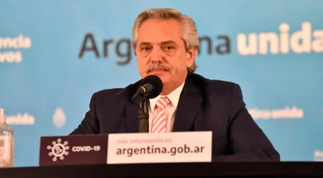 Presidente de Argentina Alberto Fernández durante conferencia el miércoles 12 de agosto.