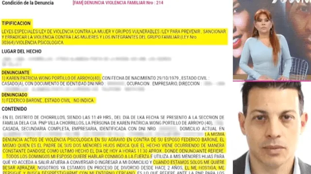 La expareja de Patty Wong, Federico Barone, señaló estar sorprendido que lo hayan acusado de estar detrás de la denuncia por despido de uno de sus trabajdores.