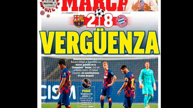 Humillación y Vergüenza: Las portadas en españa con el 8-2 del Bayern Munich al Barcelona