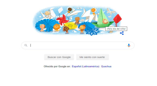 Google celebra la niñez con colorido Doodle por el Día del Niño.