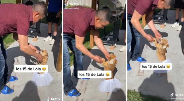 La perrita bailó vals con su dueño.