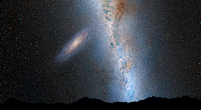 El disco de la galaxia de Andrómeda que se aproxima es notablemente más grande.