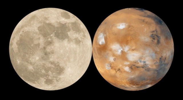 Imágenes del 'beso' entre Marte y la Luna fueron compartidas por miles de usuarios de diferentes partes del mundo.