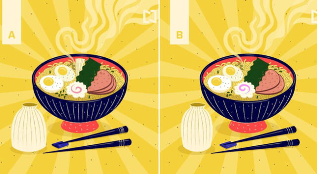 Reto visual: encuentra las 9 diferencias entre los ramen.