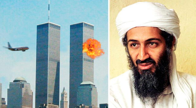 Izq. Ataque a las torres gemelas en EE.UU. Der. Osama Bin Laden, exlíder de Al Qaeda.