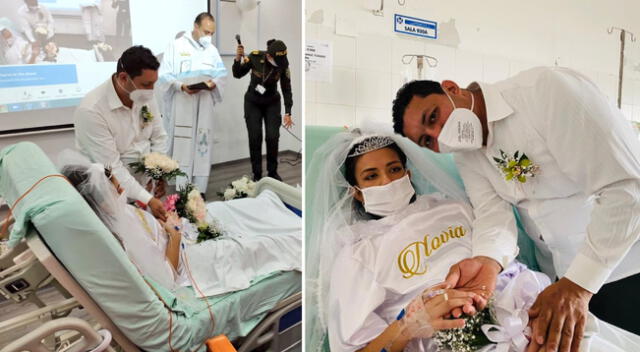 La pareja contrajo matrimonio en el Hospital Universitario de Santander.