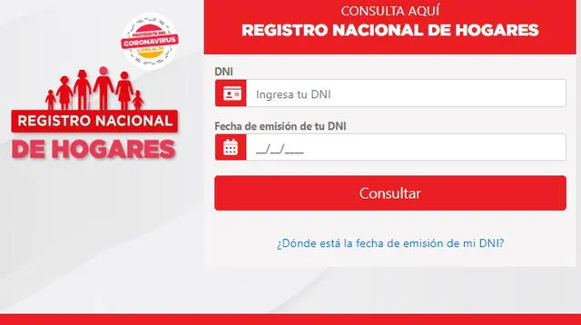 Bono familiar universal: Registro nacional de hogares