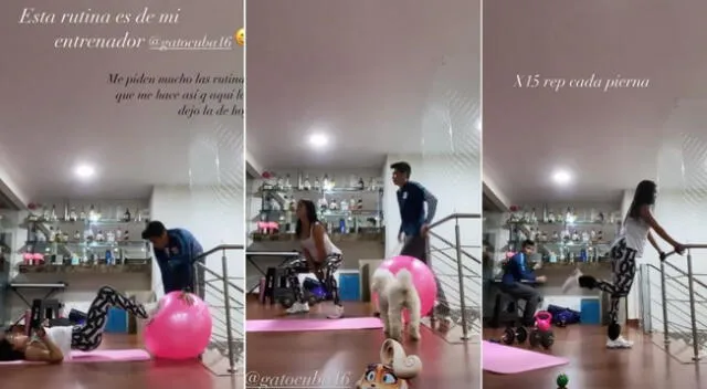 Melissa Paredes subió un video a Instagram de su rutina de ejercicios donde muestra cómo le exige más entrenamiento su esposo Rodrigo Cuba.