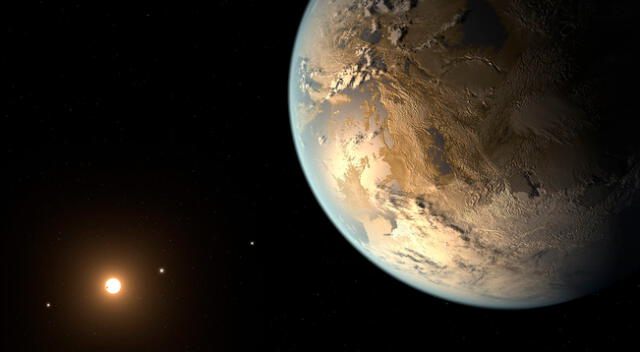 Representación artística del primer planeta validado del tamaño de la Tierra en orbitar una estrella distante en la zona habitable.