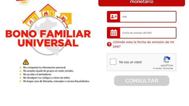 Cómo saber si soy beneficiario del bono universal