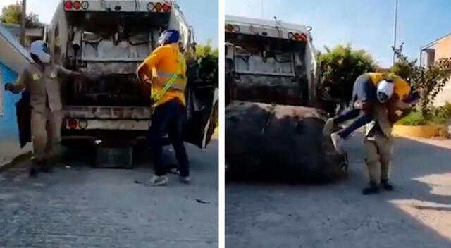 Los recolectores de basura se volvieron viral por su video luchando