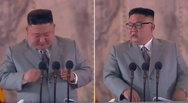 Kim Jong-un se quitó las gafas y se secó las lágrimas durante discurso en desfile militar.