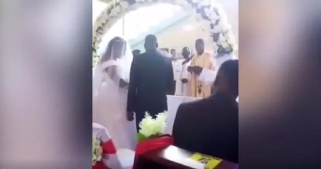 “Padre, esta boda no puede continuar. Es mi marido”, gritó la mujer en el video viral de YouTube que ha dejado sorprendidos a miles de usuarios en las redes sociales.