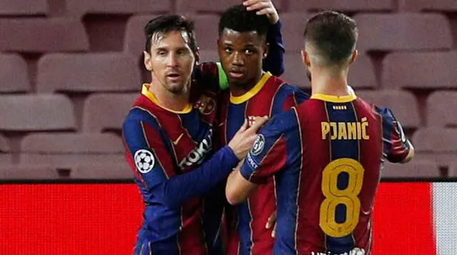 Messi y Pjanic felicitan a Ansu Fati por el gol