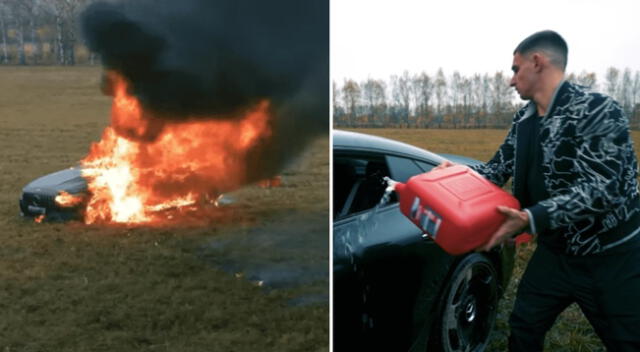 El youtuber ruso tomó la radical decisión de quemar su Mercedes.