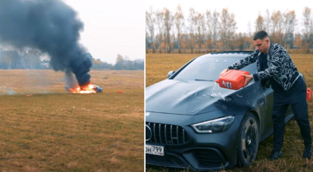 El youtuber ruso tomó la radical decisión de quemar su Mercedes.