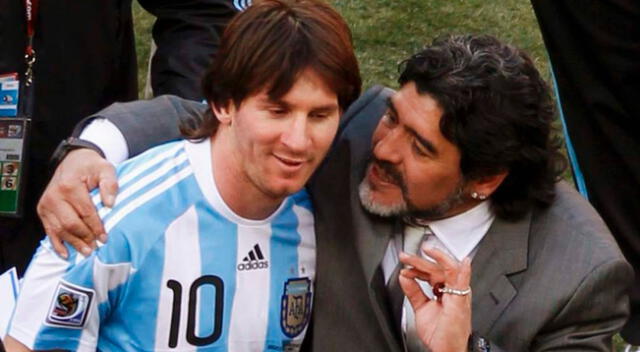 Diego Maradona y Lionel Messi, juntos en la Albiceleste.