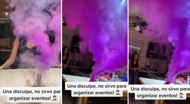 El joven llenó la casa de su amiga de humo rosa.